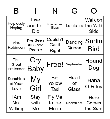 Music Bingo Card