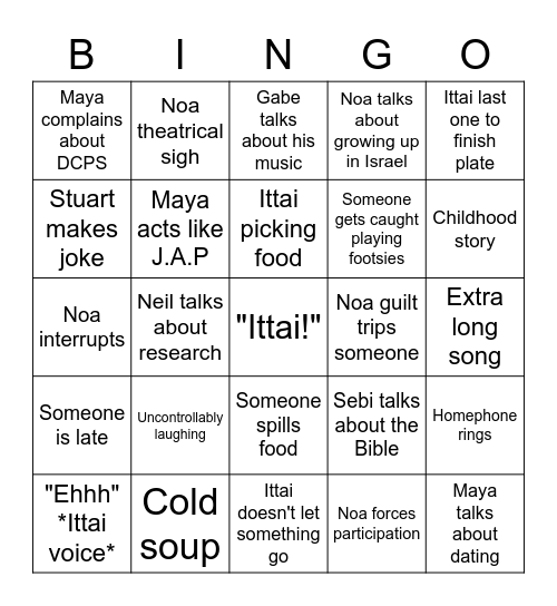 Passover Bingo Card