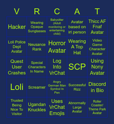 RedMime's VrChat Bingo! Bingo Card