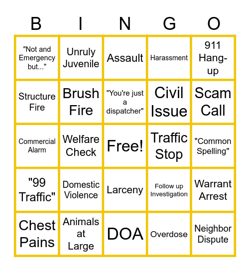 Dispatch Bingo! Bingo Card