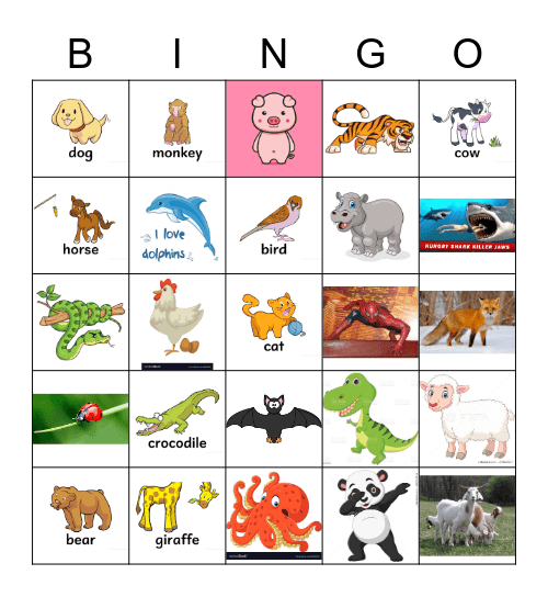 Animals Bingo Card