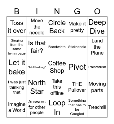 SQ Corporate Lingo Bingo Card