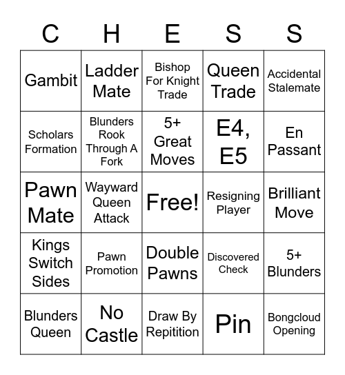 MOGUL CHESS BOXING Bingo Card