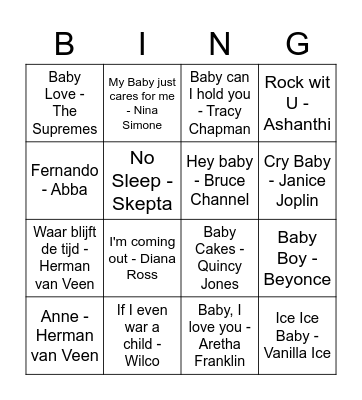Baby Shower Bingo Card