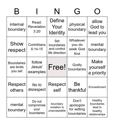 Kayda's Unmovable Boundaries Bingo Card