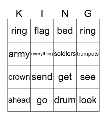 I Am King! Bingo Card