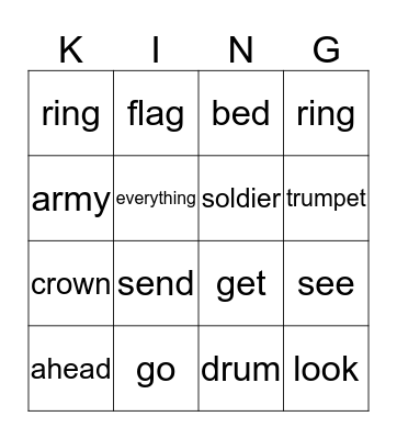 I Am King! Bingo Card