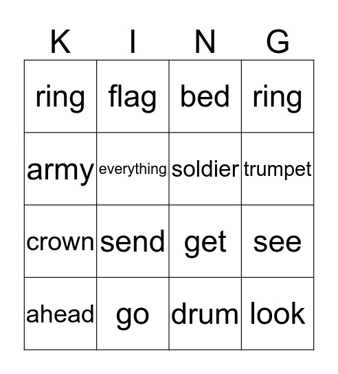 I Am King! Bingo Card