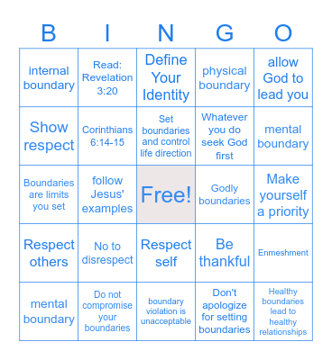 Kayda's Unmovable Boundaries Bingo Card
