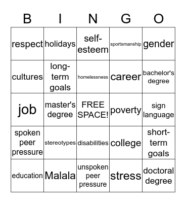 COTF Bingo Card