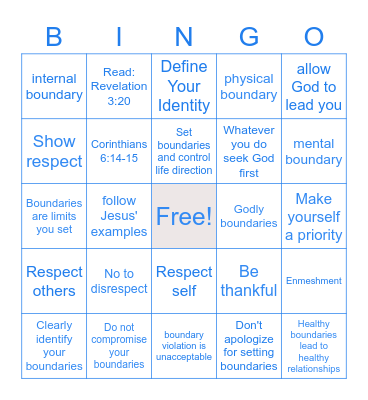 Kayda's Unmovable Boundaries Bingo Card