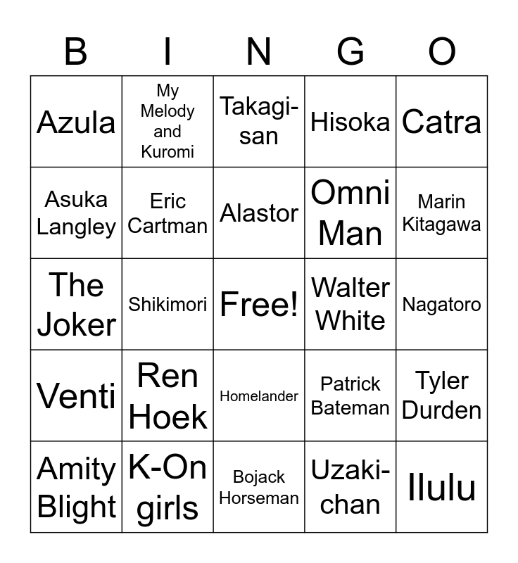 Red flag stans/kins Bingo Card