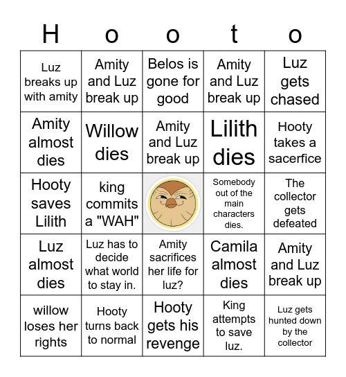 The owl house finale Hooto Bingo Card