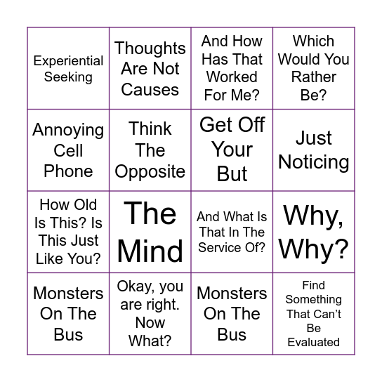 Diffusion Bingo Card