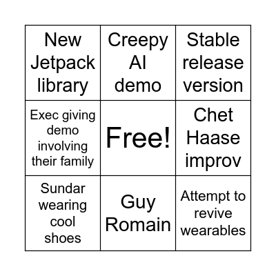 Google I/O Bingo Card