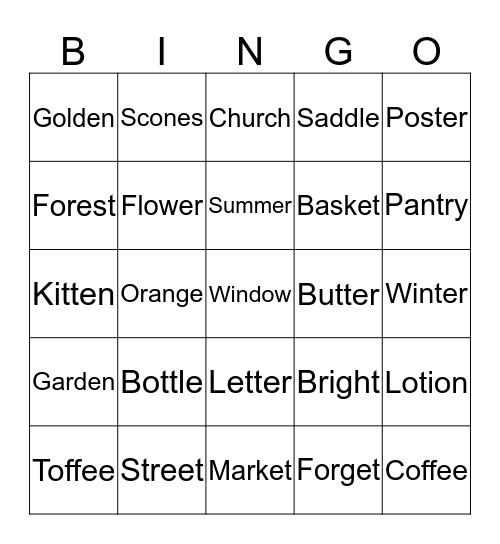 Mary's Word Bingo!!! Bingo Card