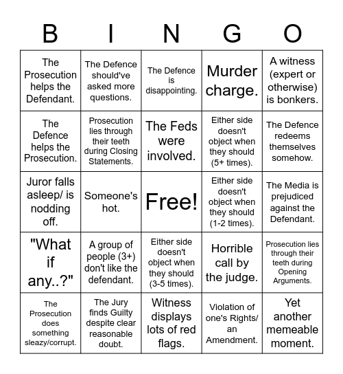 Lawtube Bingo Card