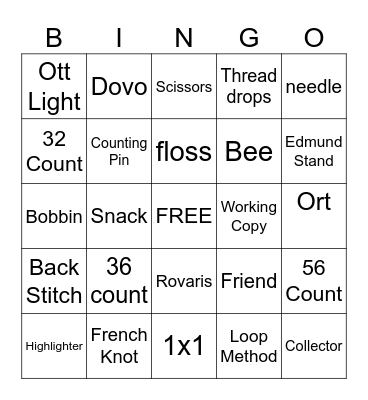 Hill Country Stitchers Bingo Card