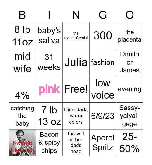 BABY BINGO Card