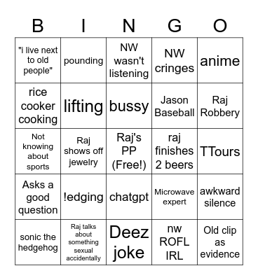 raj's pp Bingo Card