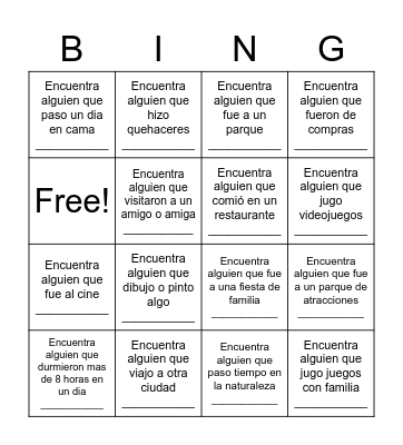 Primavera Bingo Card