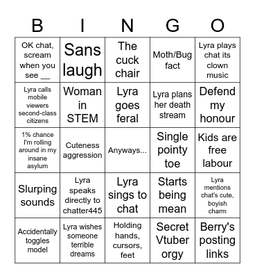 Boykisser Bingo Card