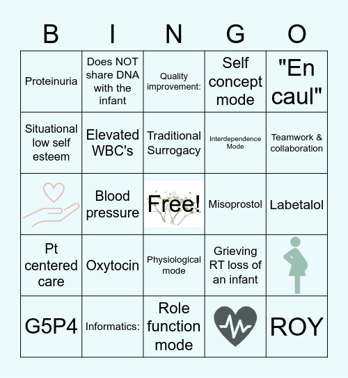 Pre-eclampsia RT Surrogacy Bingo Card