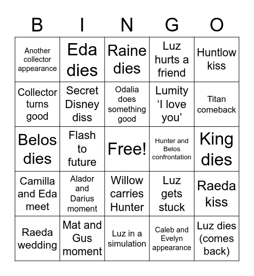 Watching and Dreaming Bingo Card