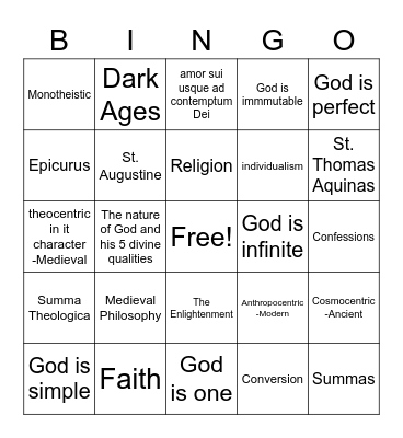 Ethics Bingo Card