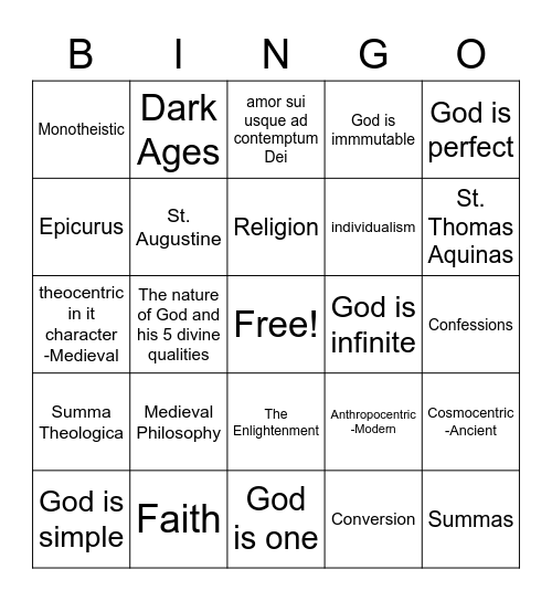 Ethics Bingo Card