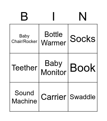Sarah and Damon's Baby Bingo Card