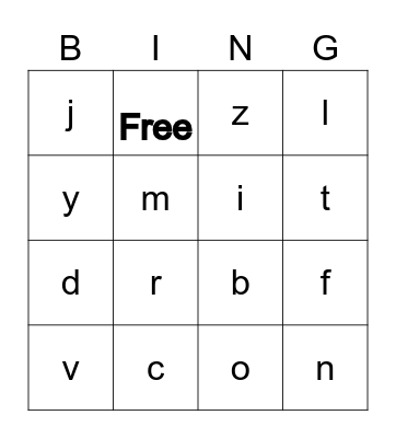 Alphabet Bingo Card