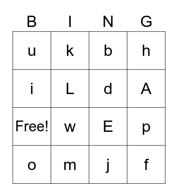 Alphabet Bingo Card