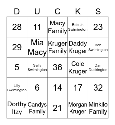 Duck Hunt Bingo  Bingo Card
