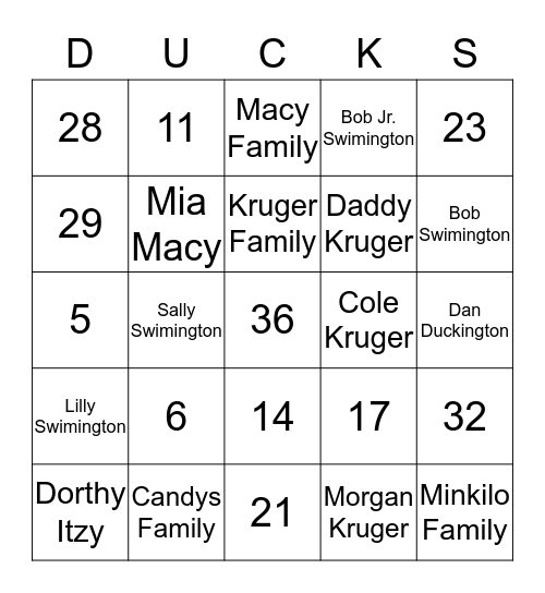 Duck Hunt Bingo  Bingo Card