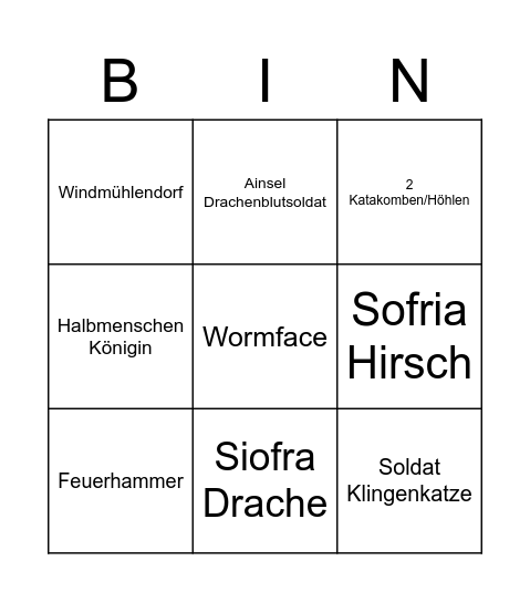 Eldenringo Bingo Card