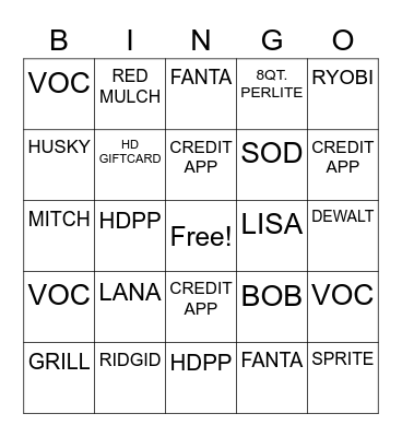 Spring Credit Bingo Card