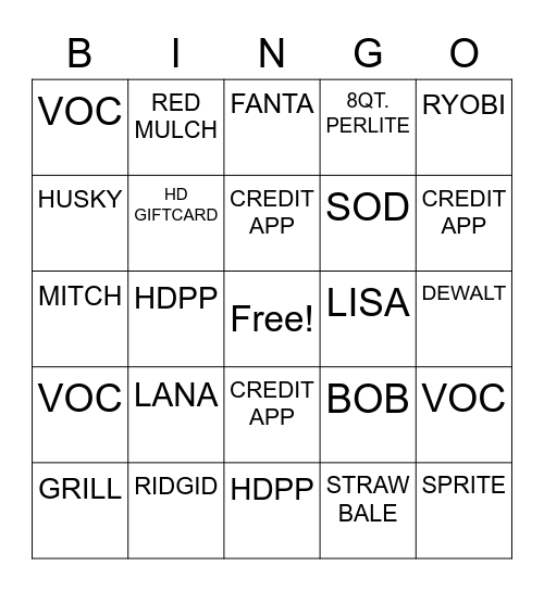 Spring Credit Bingo Card
