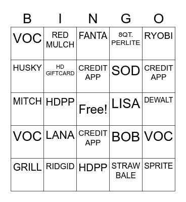 Spring Credit Bingo Card