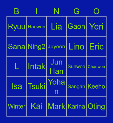 Jun Han Bingo Card
