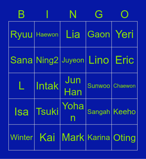 Jun Han Bingo Card