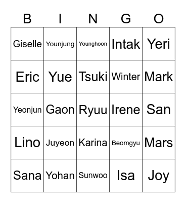 Juyeon Bingo Card