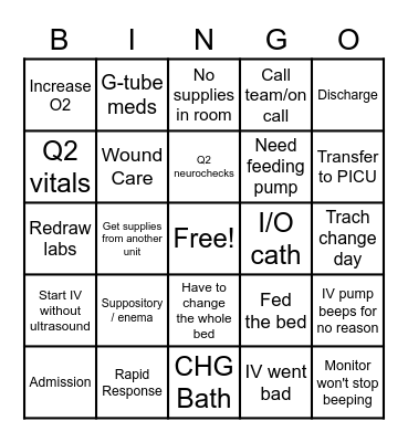 Nurses Week BINGO Card