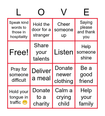 SERVING OTHERS Bingo Card