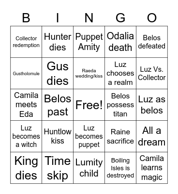 Watching and dreaming Bingo Card