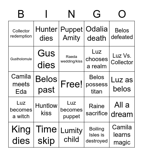 Watching and dreaming Bingo Card