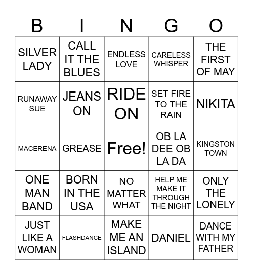 DERRY CITY Bingo Card