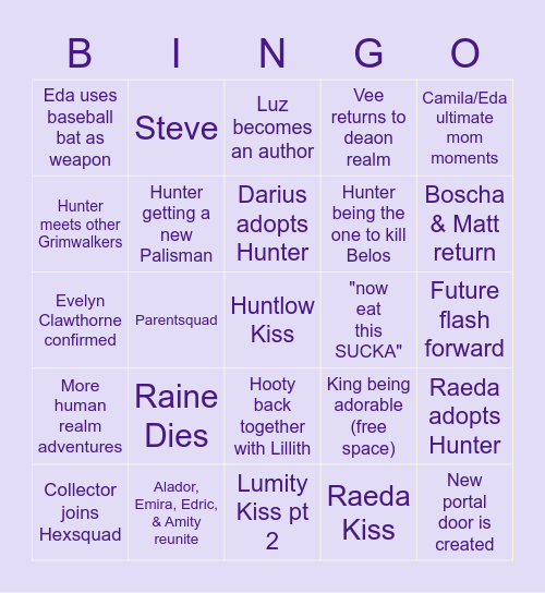 Watching and Dreaming Bingo Card