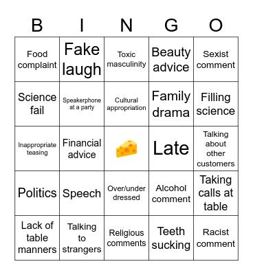 Family gathering Bingo Card