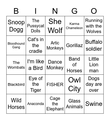 Dyreriket Bingo Card